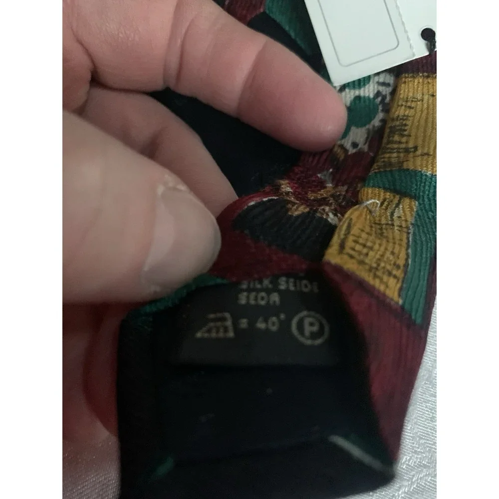 Ezmenegildo Zegna Silk Floral Picture Tie Gold Burgundy‎ Green